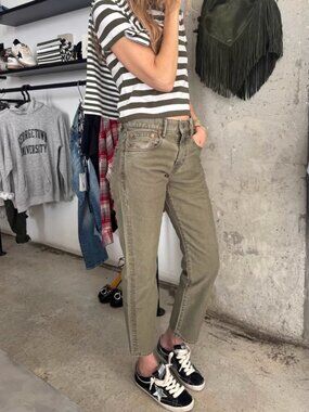 NWT Denimist Lindsay Slim Boyfriend Jean 23/24/25/27/29 Olive Green Bedford Cord